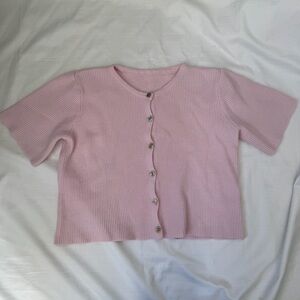 Pink short sleeve cardigan